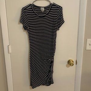 Fitted Navy Blue Dress with Stripes